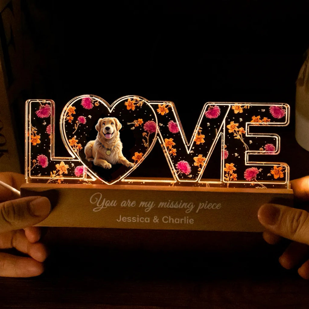 Couple Romantic Love Custom Flower Cartoon Portrait LED Night Light, Birth Month Flower, Thoughtful Valentine's Day Gift for her, Gift for him