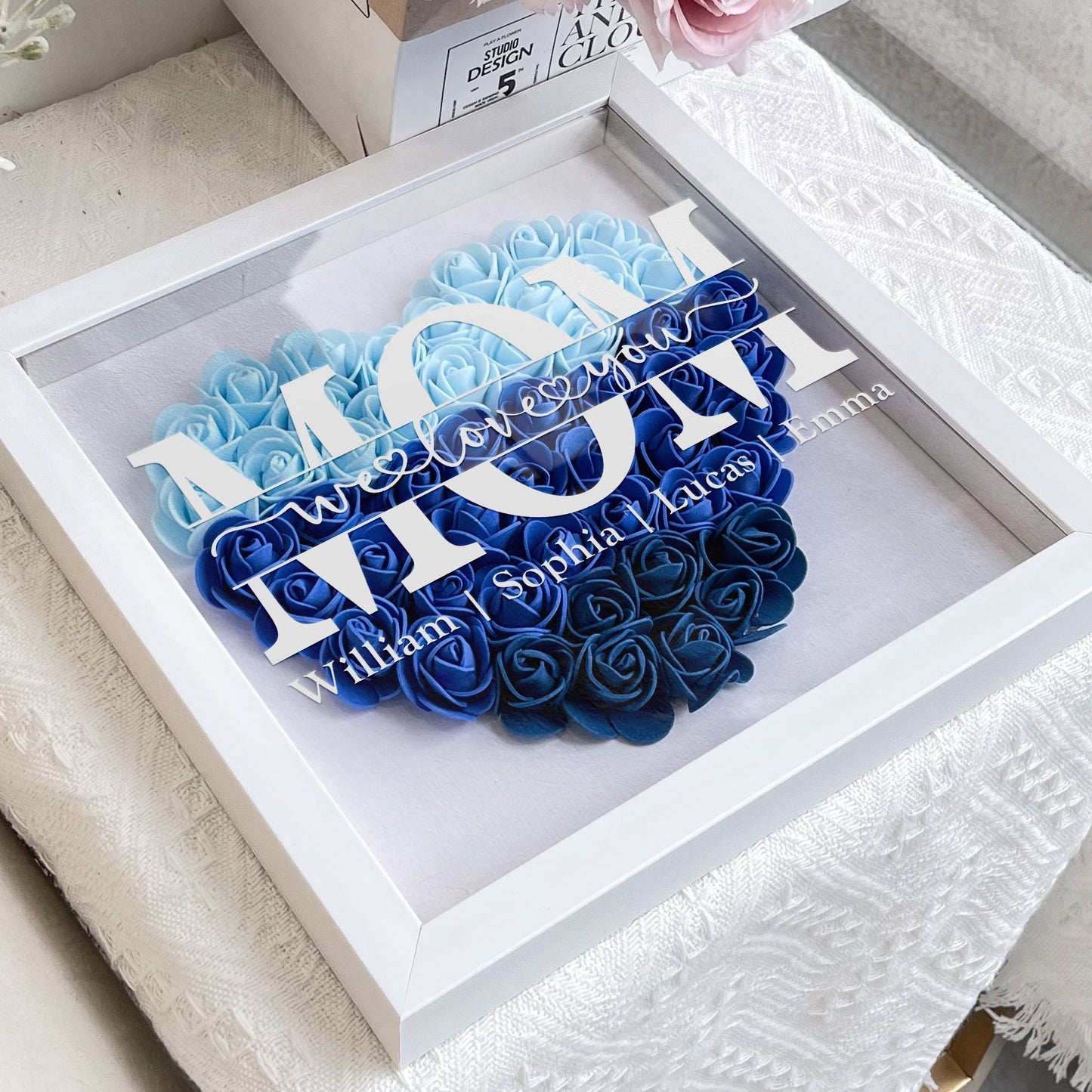 👩❤️👧Mom We Love You - Personalized Flower Shadow Box