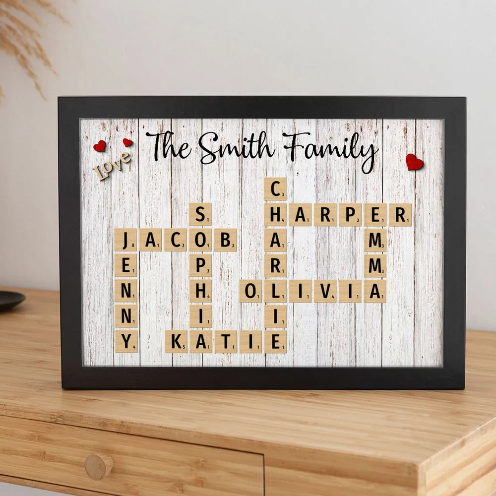 Family Love Crossword Puzzle Art Personalized Poster, Unique 2025 Home Decor, Mother's Day Gift For Family, Dad, Mom, Brother, Sister
