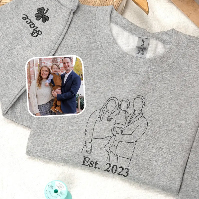 Custom Embroidered Portrait From Photo Hoodie
