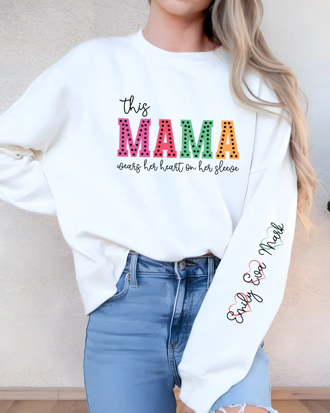 Custom “Mama Heart on Sleeve” Sweatshirt