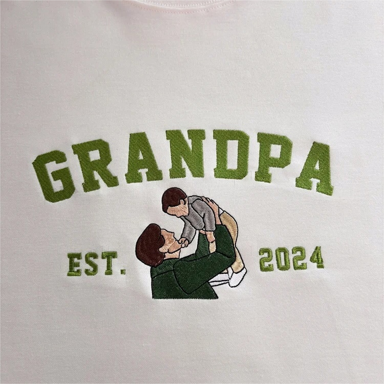 Custom Embroidered Sweatshirt with Photo – Personalized Dad Mama Shirt, Family Name Sweater,Custom Parent Photo Shirt, Est. Year Sweater