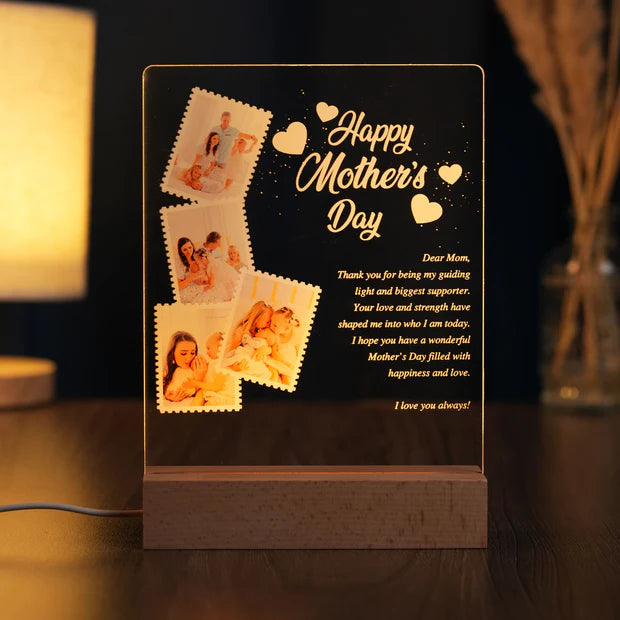 Custom LED Light Frame with Photos & Personal Letters - Gift for Mother's Day