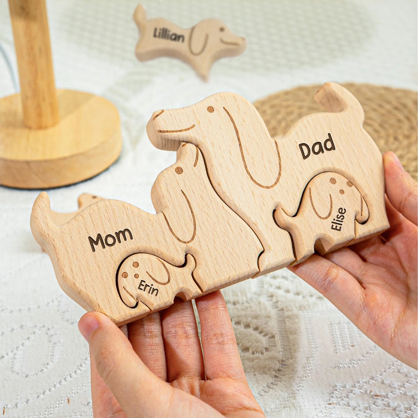 Dog Family - Personalized Wooden Dog Family Puzzle