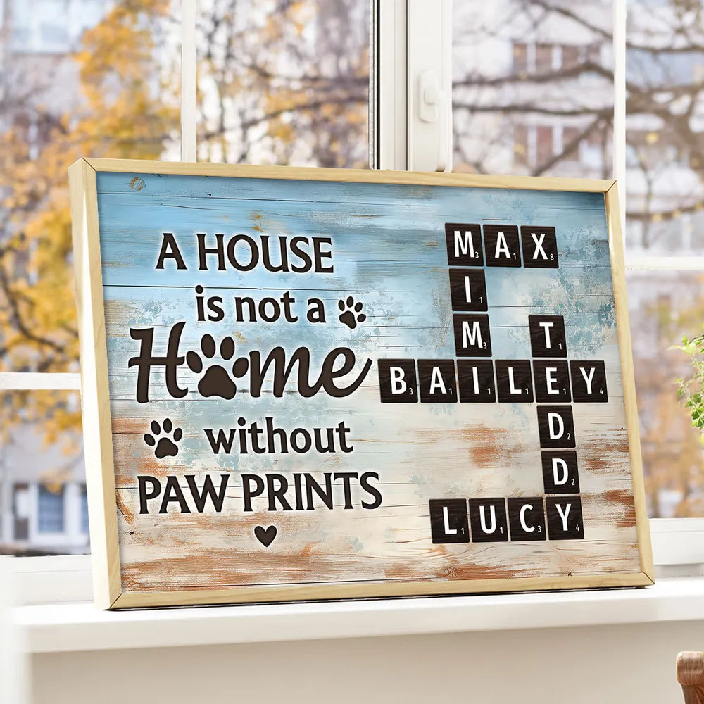 Home With Paw Prints Pet Crossword Puzzle Art Personalized Poster