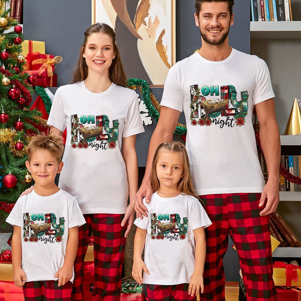 Oh Holy Night Religious Christmas Family Matching Shirts