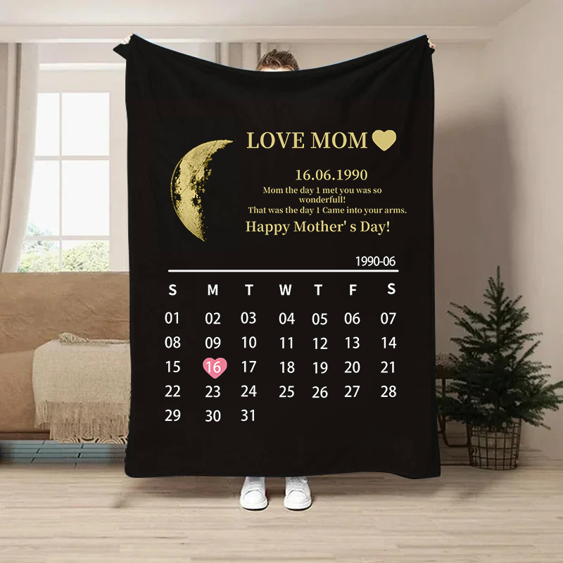(With Calendar)Custom for New Mom/Dad Art Blanket/REAL MOON PHASE