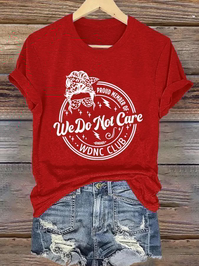Retro Funny Proud Member Of WDNC Club We Do Not Care Menopause Perimenopause Print T-Shirt