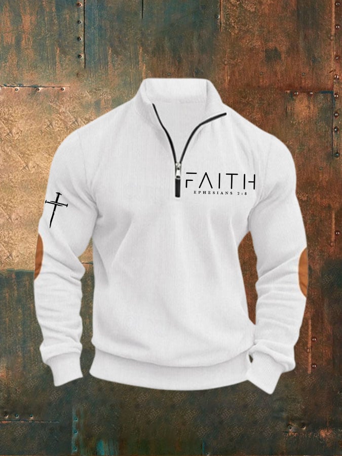 Men's Vintage Faith Cross Print Sweatshirt