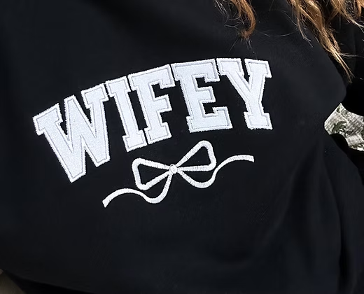 Custom Wifey Glitter Applique Sweatshirt- Gift For Her
