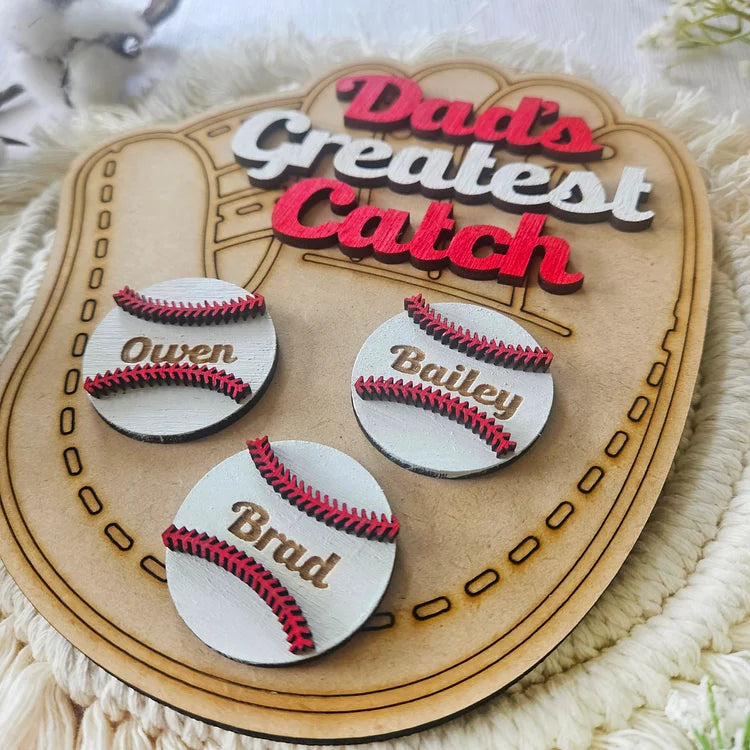 Personalized Baseball Dad's Greatest Catch Sign