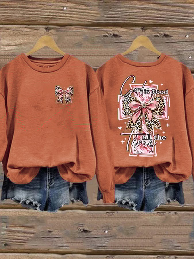 Women's God Is Good All The Time Print Casual Sweatshirt