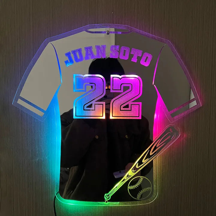 Personalized LED Cool Mirror Lights for Baseball Fans