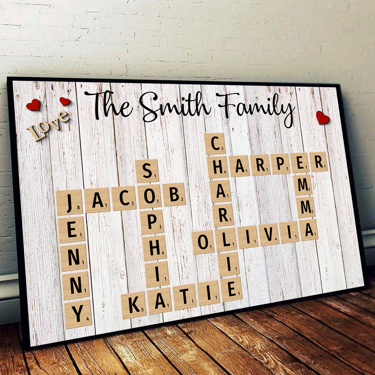 Family Love Crossword Puzzle Art Personalized Poster, Unique 2025 Home Decor, Mother's Day Gift For Family, Dad, Mom, Brother, Sister