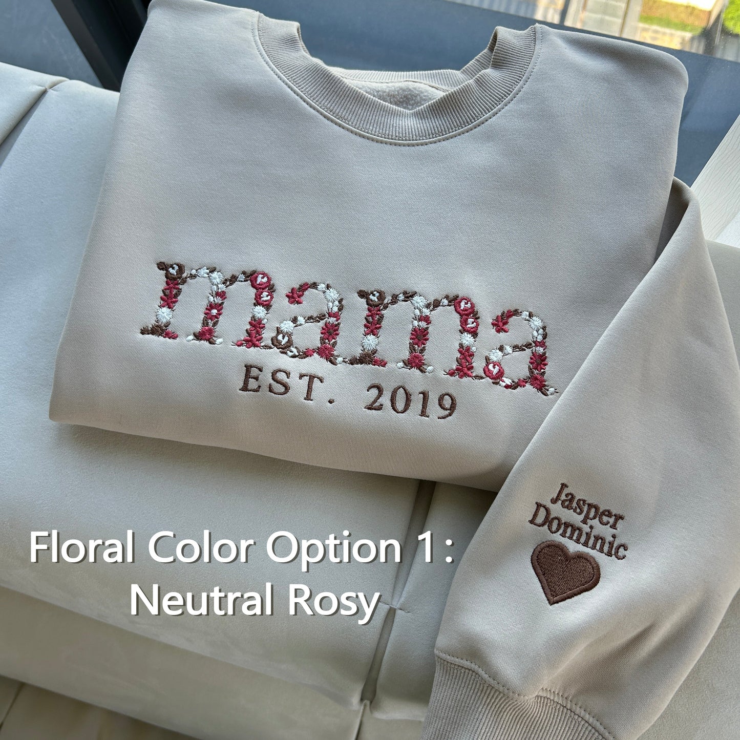 Custom Embroidered Floral Mama Sweatshirt