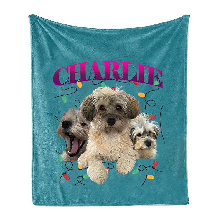 Christmas Personalized Dog Blanket Custom Christmas Retro Style Pet Blanket