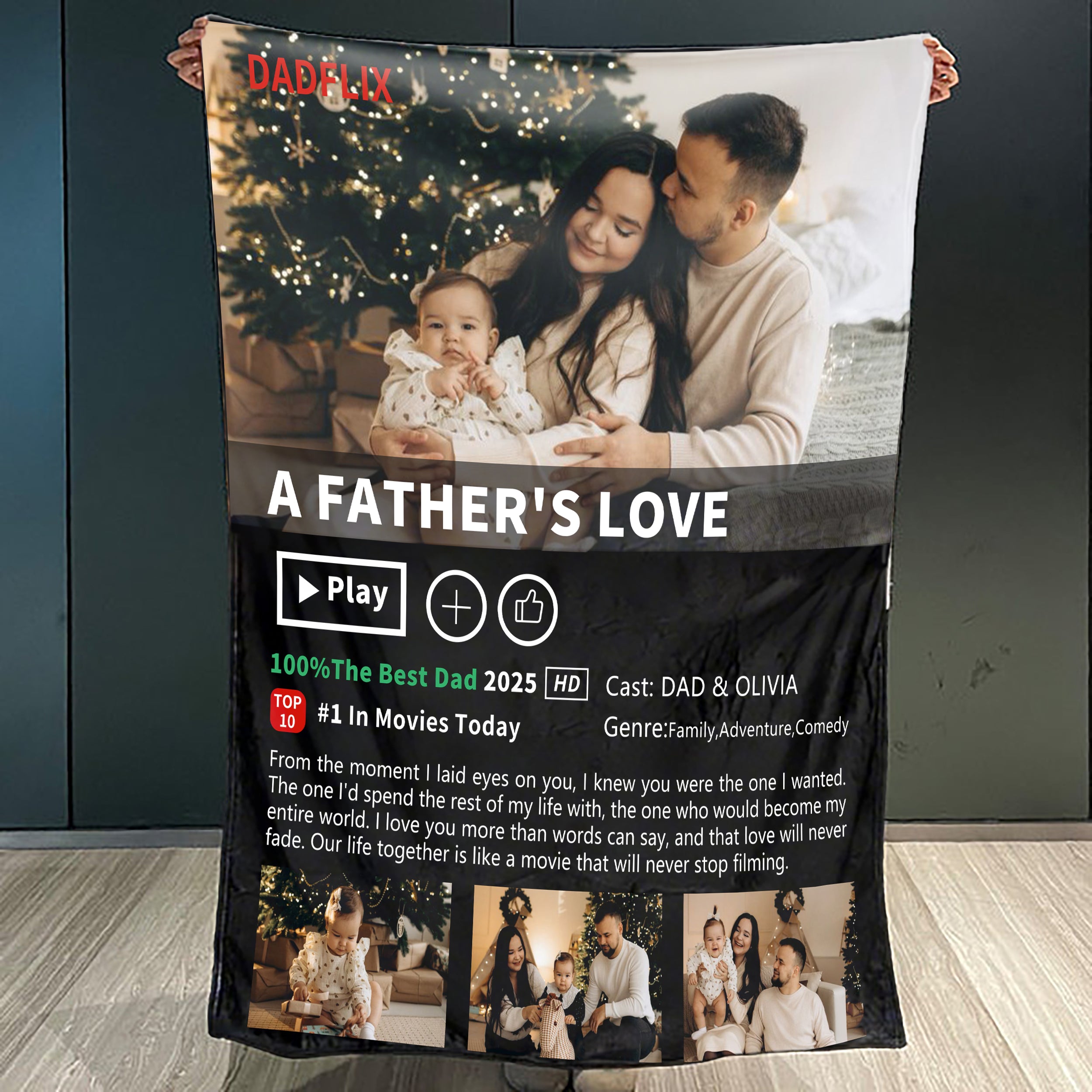 Personalized Dadflix, Diy Photo Template Blanket, Father's Day Gift