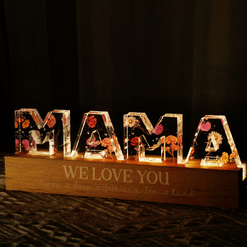 Birth Month Flower Custom LED Night Light, Birthday Gift, Anniversary Gift For Mom, For Wife, For Her
