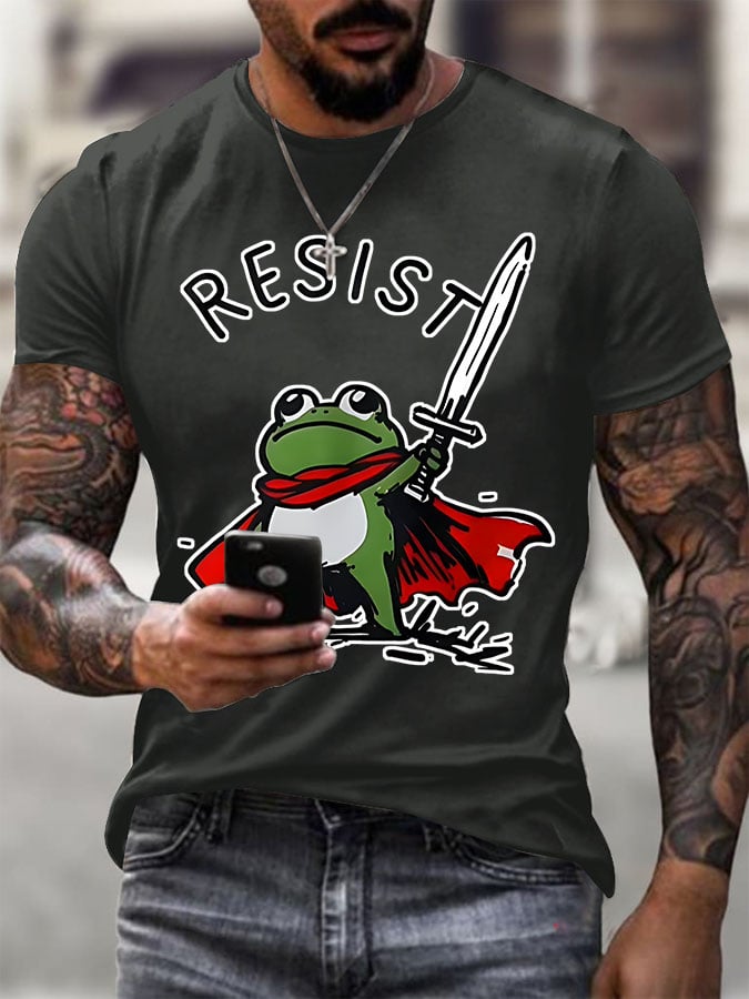 🔥Buy 3 Get 15% Off🔥Men's Resist Frog Printed Round Neck T-Shirt