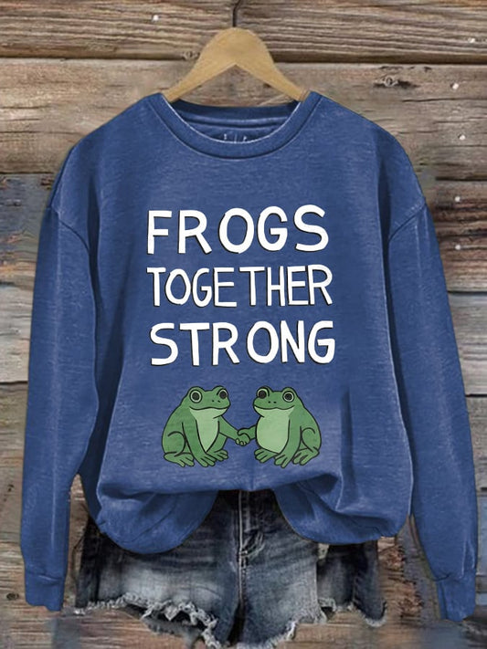 🔥Buy 3 Get 15% Off🔥Retro Frogs Together Strong Print Sweatshirt