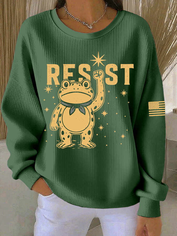 🔥Buy 3 Get 15% Off🔥Women's FDT Print Knit Crew Neck Long Sleeve Top