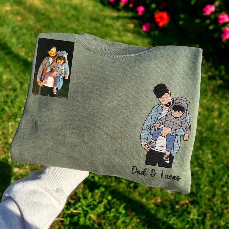 Personalized Photo Portrait Sweatshirt for Dad, Papa, and Your Beloved Ones