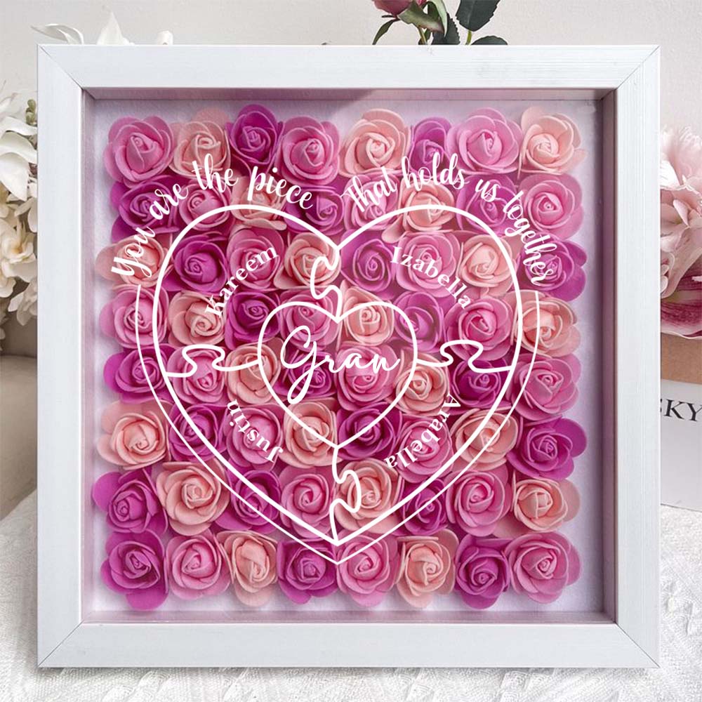You Are The Piece That Hold Us Together - Personalized Flower Shadow Box