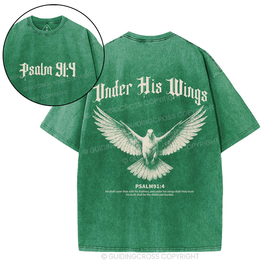 Under His Wings Christian Washed T-Shirt