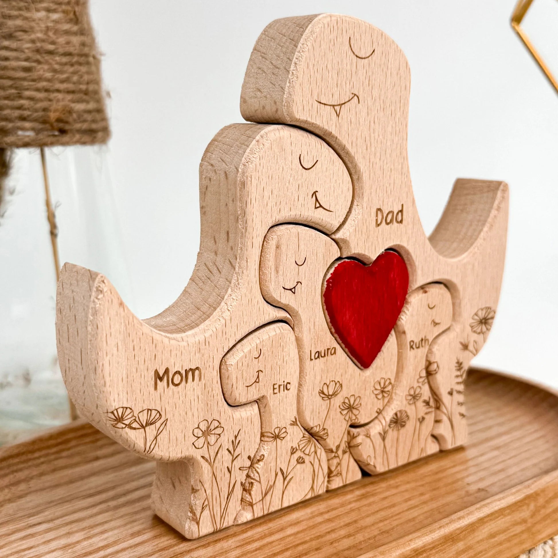 Dinosaur Family - Personalized Wooden Dinosaur Family Puzzle