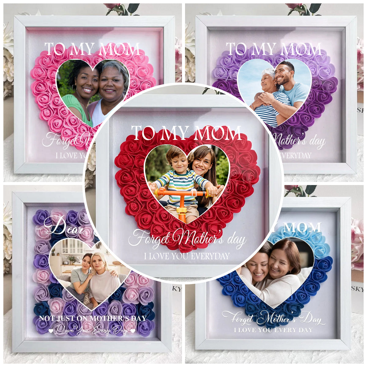 Mom Gift I Love You Every Day/Personalized Custom Dear Mom I Love You Forever Flower Shadow Box Gift For Mom