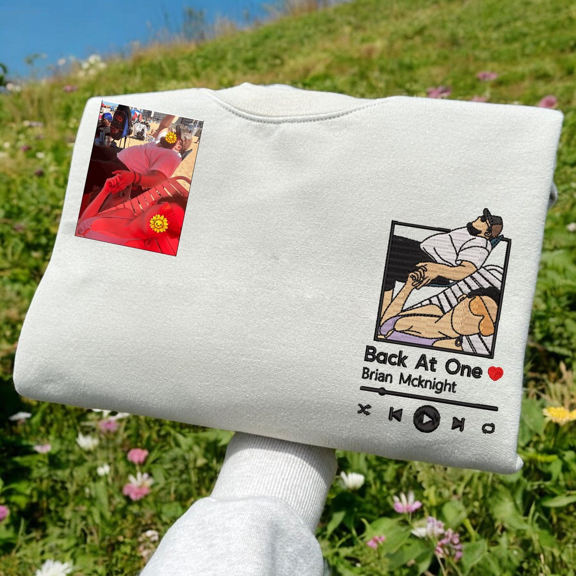 Loversdovey Embroidered Portrait from Photo With Love Song Sweatshirt