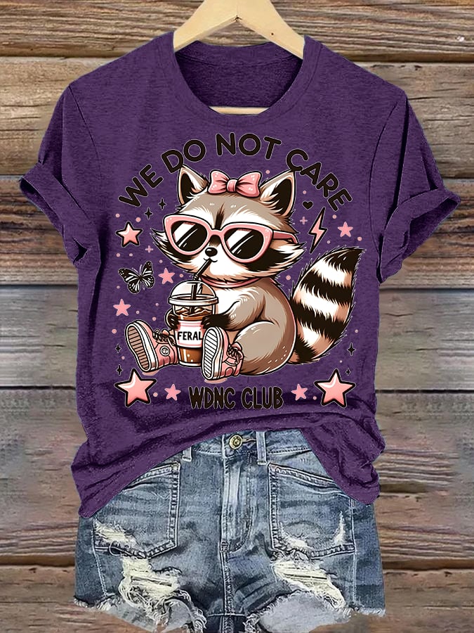 🔥Buy 3 Get 15% Off🔥Women's Cute little raccoon for Women's WDNC Menopause & Perimenopause Printed T-shirt