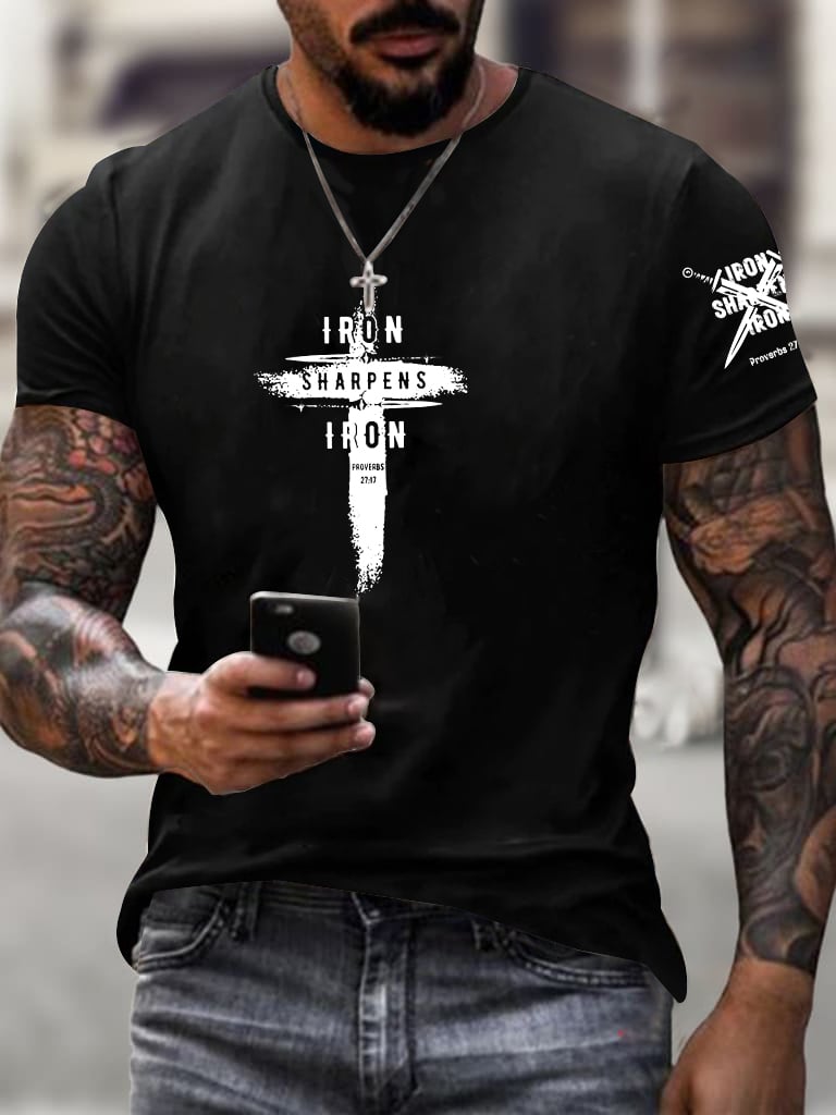 Men's Iron Sharpens Iron Faith Printed Shirt