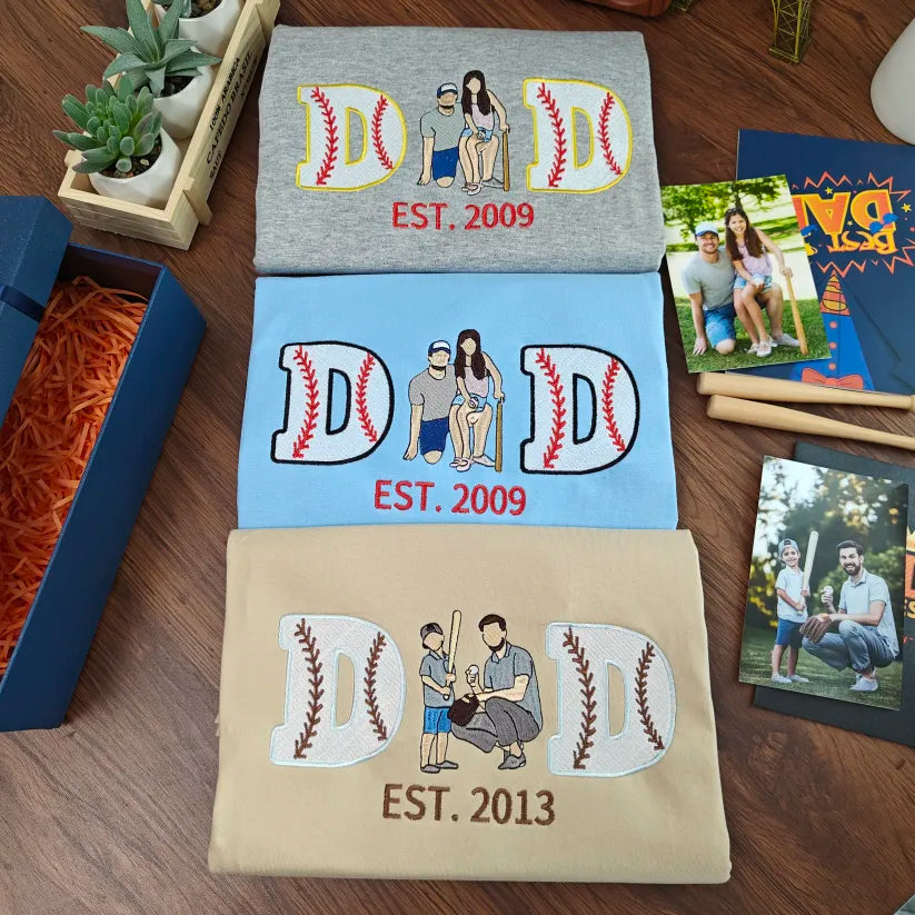 Personalized Embroidered Baseball Hoodie Sweatshirt With Kid's Names For Dad