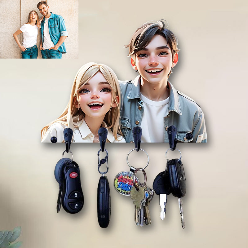 Personalised Portrait Couple/Family Key Holder