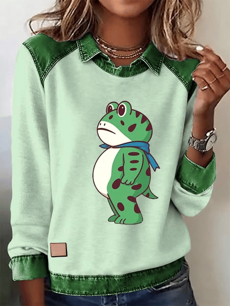 🔥Buy 3 Get 15% Off🔥Women's Retro Frog Revolt Print Sweatshirt