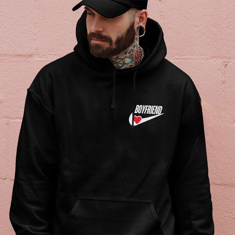 Loversdovey Boyfriend & Girlfriend Hoodies Roman Numeral Embroidered Sweatshirt