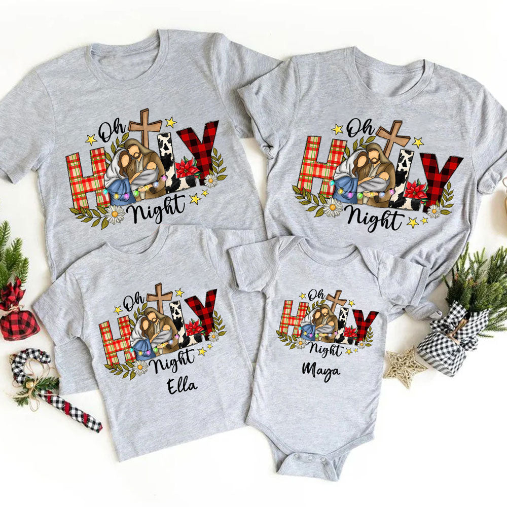 Personalized Oh Holy Night Christmas Family Matching Shirts
