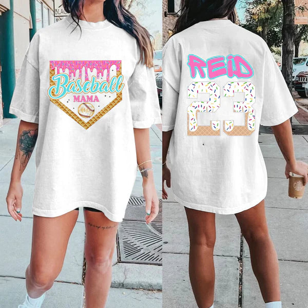 Custom Ice Cream Baseball Sport T-Shirt/Personalize Cute Easter Baseball Sweatshirt