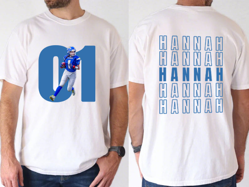Matching Game Day Tees for Dad & Kids – Custom Football Photo Shirts for Team Spirit!