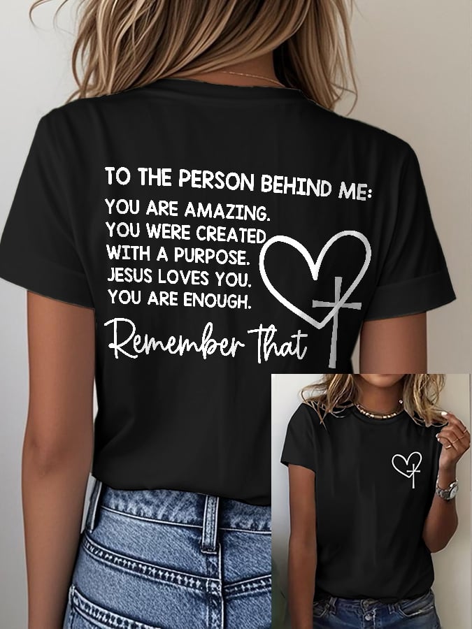 Women's Dear Person Behind Me Christian Print Casual T-Shirt