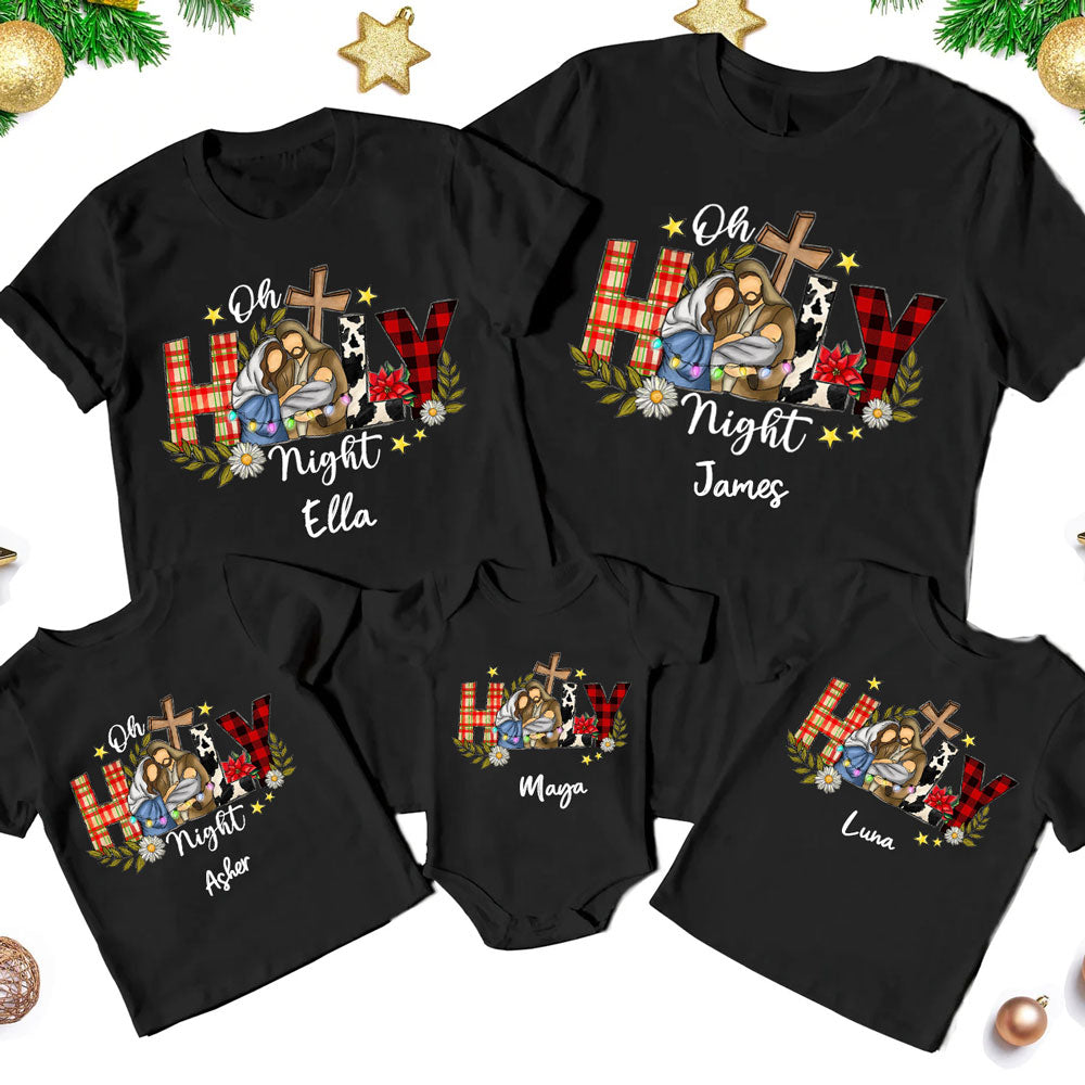 Personalized Oh Holy Night Christmas Family Matching Shirts