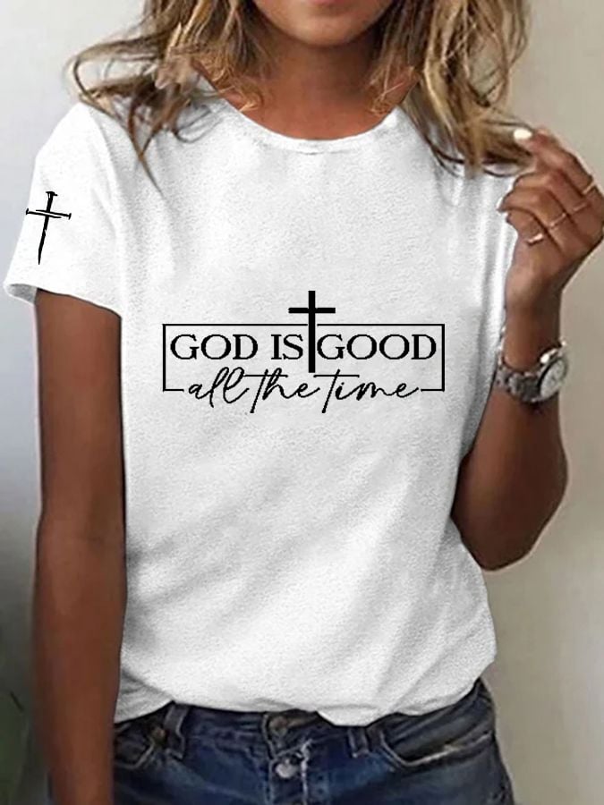 Women's Jesus Printed Short Sleeve T-Shirt