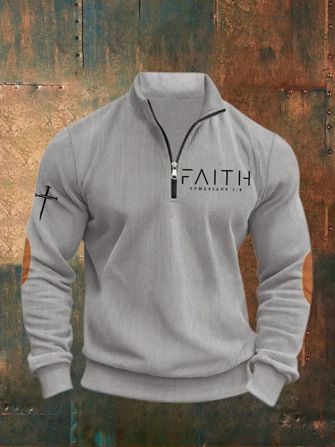 Men's Vintage Faith Cross Print Sweatshirt