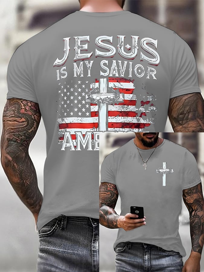 Men'S Casual Faith Jesus Is My Savior Short-Sleeved T-Shirt