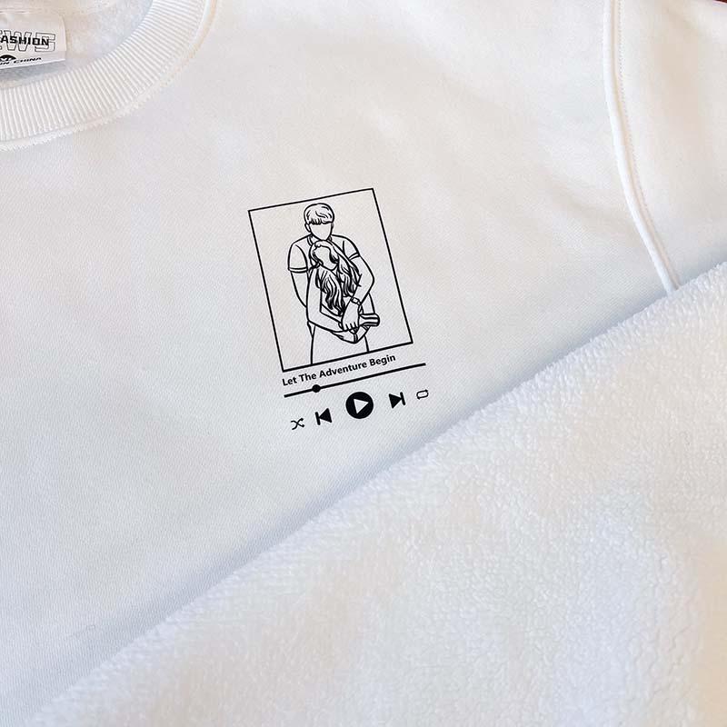 Custom Photo Love Song For Couple Embroidered Crewneck/Hoodie/T-shirt