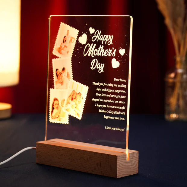 Custom LED Light Frame with Photos & Personal Letters - Gift for Mother's Day