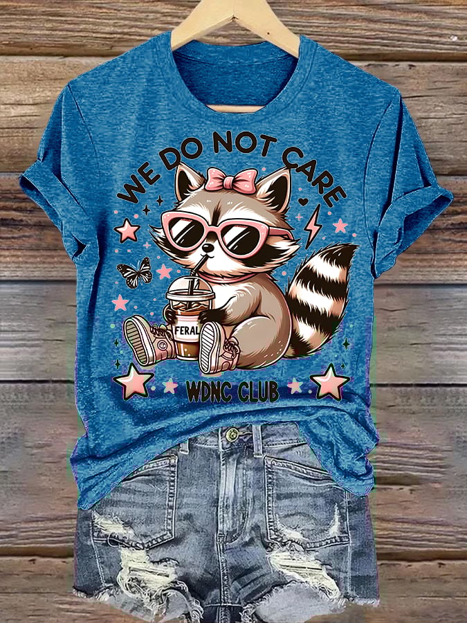 🔥Buy 3 Get 15% Off🔥Women's Cute little raccoon for Women's WDNC Menopause & Perimenopause Printed T-shirt