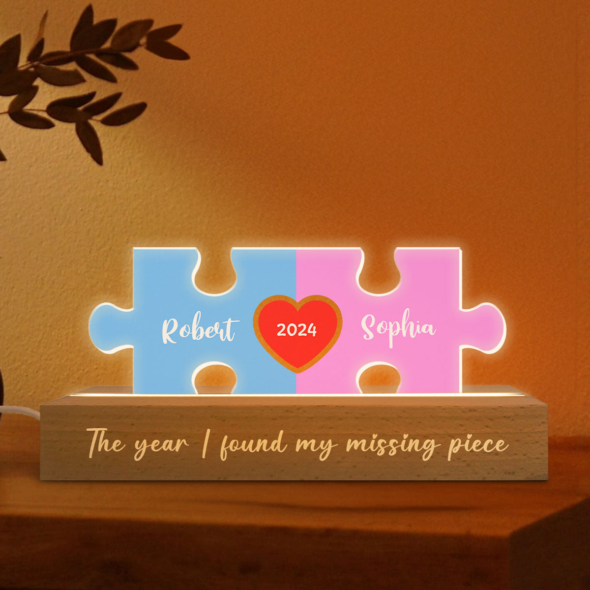 Love Is The Piece That Holds Us Together Couple Name Puzzle LED Night Light