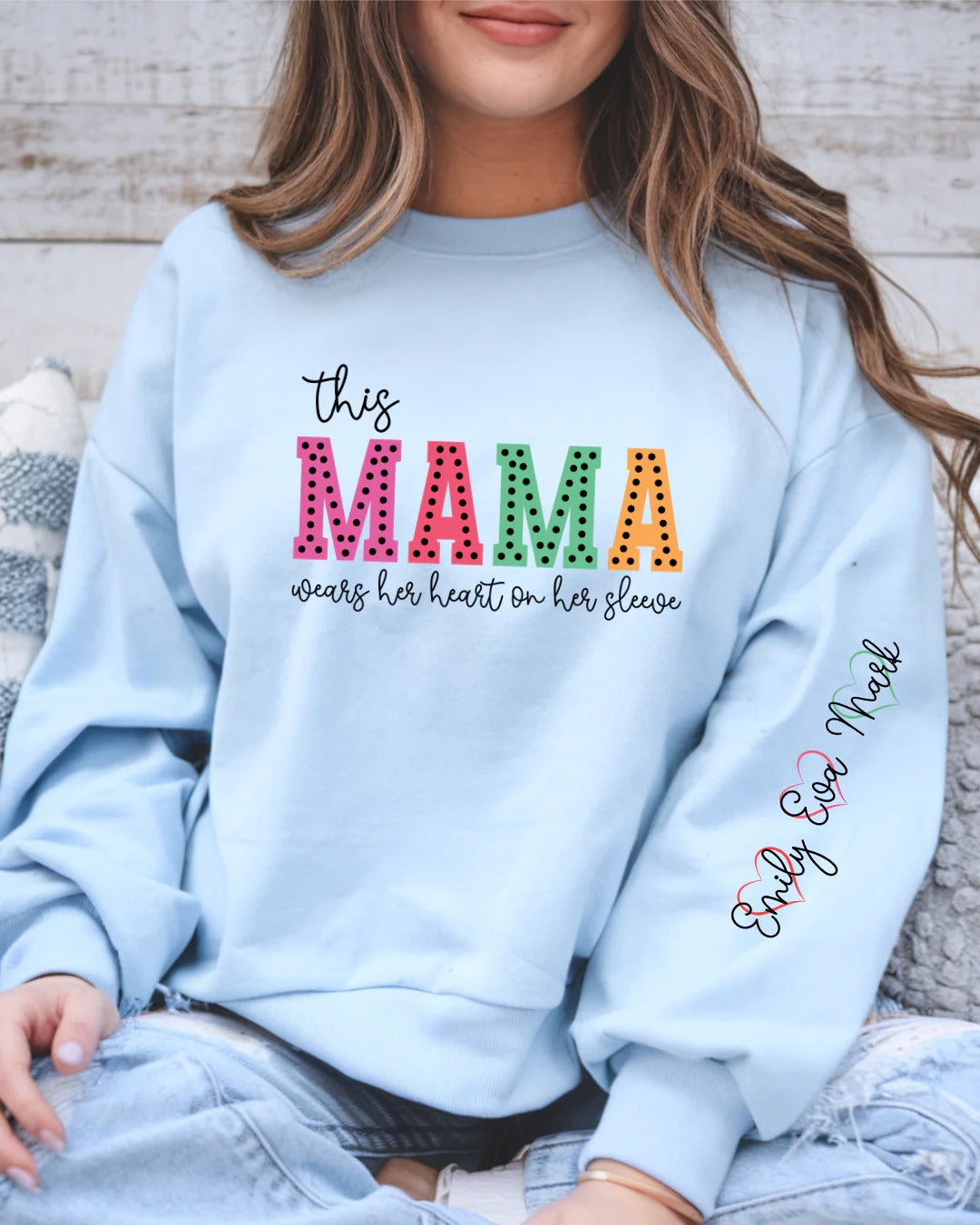 Custom “Mama Heart on Sleeve” Sweatshirt